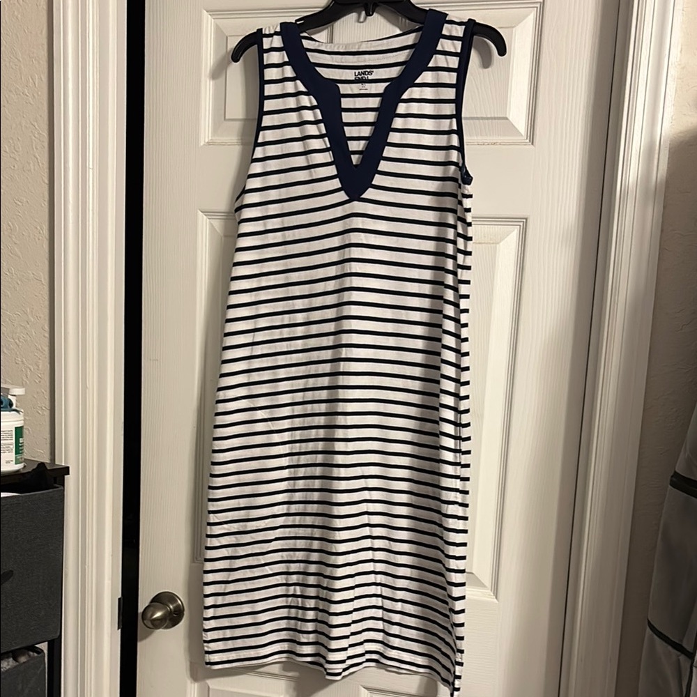 Lands' End Striped Sleeveless Dress